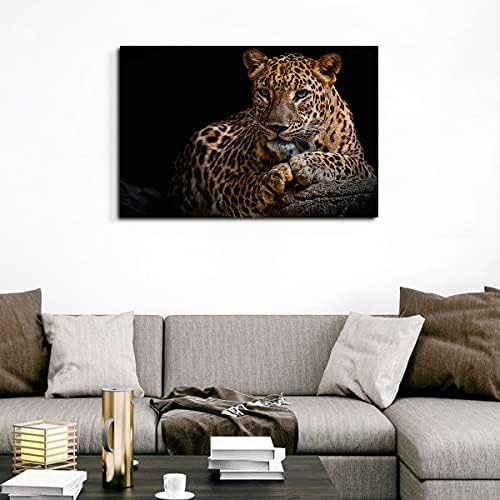 Leopárd Vászon Nyomatok Fekete Háttér, Arany Vadon élő Állat Leopárd Wall Art Gepárd Grafika Képek Fürdőszoba, Hálószoba,
