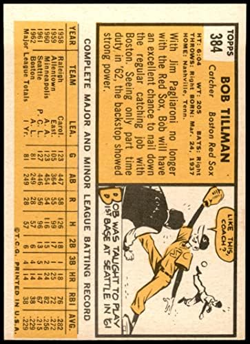 1963 Topps 384 Bob Tillman Boston Red Sox (Baseball Kártya) EX/MT Red Sox