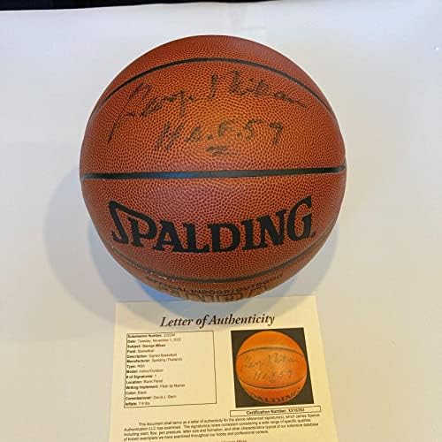 George Mika HOF 1959-ben Aláírt Spalding NBA Kosárlabda SZÖVETSÉG COA - Dedikált Kosárlabda