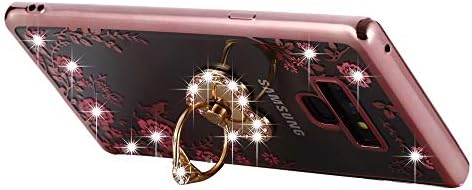 Miniko Galaxy Note 9 Esetben Rózsaszín Gyűrű, (TM), Puha, Vékony Bling Strasszos Virág Kristály TPU Galvanizáló Gumi burkolata