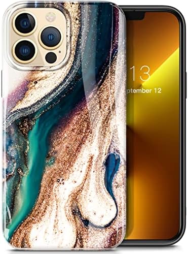 GVIEWIN iPhone 13 Pro Max Esetben, Márvány Lágy TPU Ütésálló védőtok, Ultra Slim Vékony, Elegáns, Fényes hátlapot, 6.7 2021(Drift