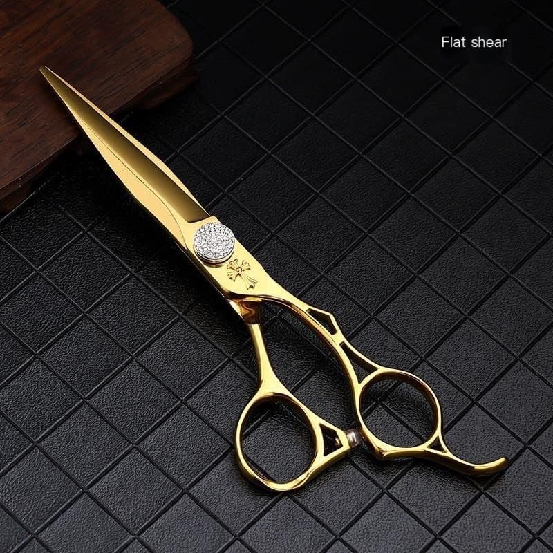 Hajvágó Olló, 6 inch arany Japán 440C fodrász olló szakmai lapos vágási fogak vágás vékony vágás fodrász készlet