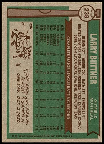 1976 Topps 238 Larry Biittner Montreal Kiállítások (Baseball Kártya) NM/MT Kiállítások