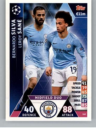 2018-19 Topps az UEFA Bajnokok Ligája Match Attax 162 Bernardo Silva, a Manchester City FC Foci Trading Card
