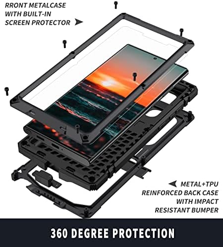 Simicoo Samsung S22 Ultra Metal Esetben a Képernyő Védő Kamera Védő Katonai Masszív, nagy teherbírású Ütésálló tok Állvány