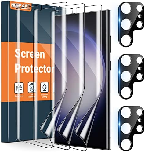 NEEPART [3+3 Csomag] a Samsung Galaxy S23 Ultra Screen Protector [Nem Üveg], 3 Csomag Prémium Rugalmas TPU Film & 3 Csomag