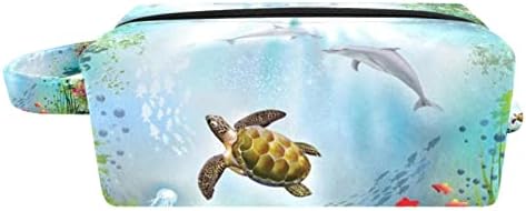 TBOUOBT Kozmetikai Női Táskák, Smink Táska Utazási Tisztálkodási Táska Kiegészítők Szervező, Víz alatti Teknős Delfin Korall