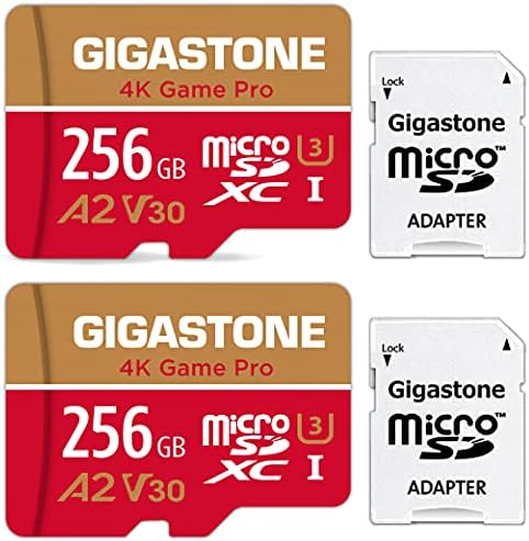 [5-Év Ingyenes adatmentés] Gigastone 256 gb-os 2-Pack Micro SD Kártya, 4K Játék Pro, MicroSDXC Memória Kártya Nintendo-Kapcsoló,