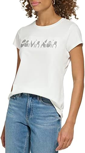 Calvin Klein Női Mindennapi Pamut Span Jersey Rövid Ujjú Ck Árnyék Logo Póló