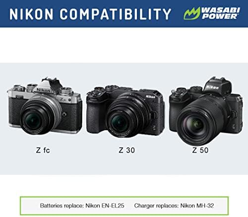 Wasabi Power Akkumulátor (2 Csomag), a Nikon EN-EL25 Kompatibilis Nikon Z50, Nikon Z 50, Nikon Z fc