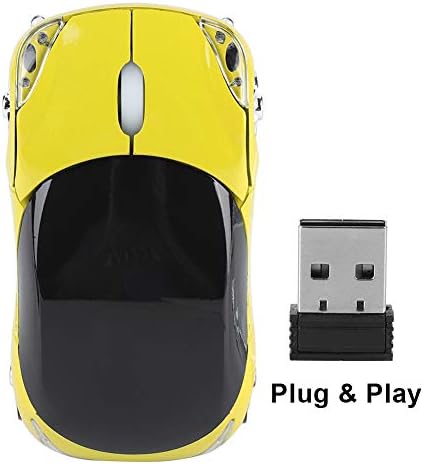 ASHATA Vezeték nélküli Egér, 2.4 G Sport Autó Alakú Egér Bluetooth Optikai Egér, USB Vevő,Hordozható Aranyos 1600DPI Egér