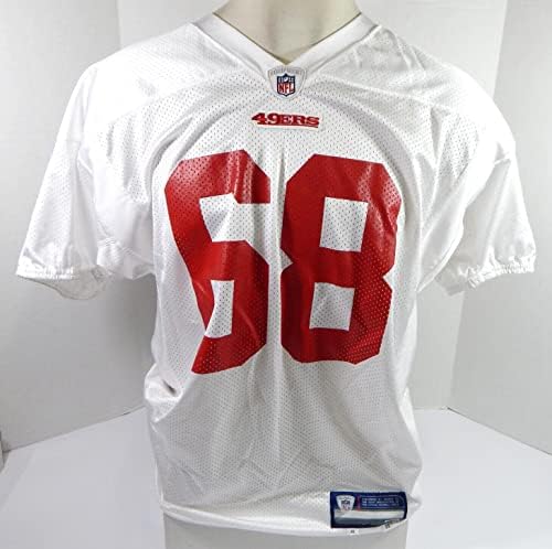 2009-ben a San Francisco 49ers 68 Játék Kiadott Fehér Gyakorlat Jersey XL DP32798 - Aláíratlan NFL Játék Használt Mezek
