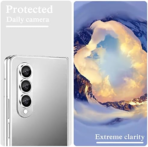 POROLIR Csillogó Kamera Lencséjét Védő Samsung Galaxy Z Fold 4, Fém Egyedi Gyűrű 9H Edzett Üveg Képernyő Kamera védőburkolatot