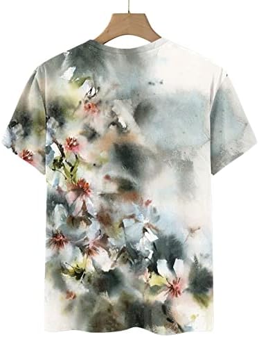 Női Alkalmi Nyári Felsők, Virágos, Rövid Ujjú Kerek Nyakú Póló T-Shirt Virág Nyomtatott Laza Aktív Fekete Ujja
