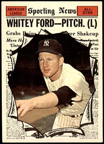 1961 Topps 586 All-Star Whitey Ford New York Yankees (Baseball Kártya) EX/MT Yankees