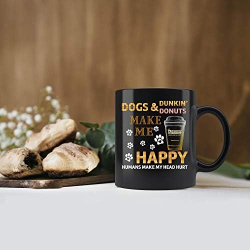 Boldog Kutyák Dunkin Donuts az Emberek, Hogy Feje Fáj, Póló, Bögre 11oz & 15oz Fekete Tea Csésze