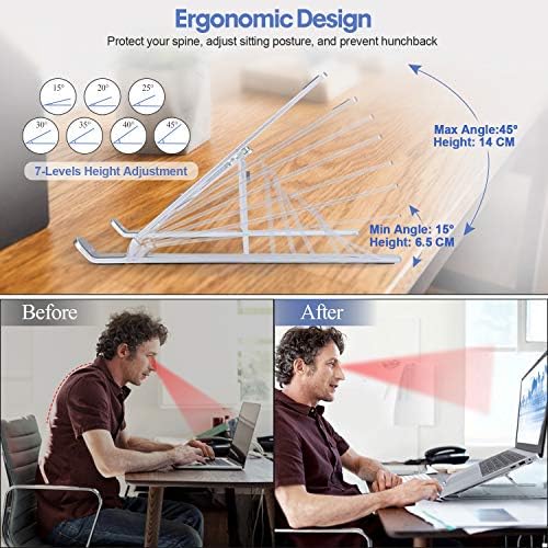 Összehajtható Notebook Állvány, asztali, Hordozható Számítógép Konzol 7 Magassága Kompakt Tablet Laptop Állvány Gépelés 10-17