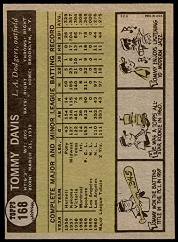 1961 Topps 168 Tommy Davis Los Angeles Dodgers (Baseball Kártya) VG/EX Dodgers