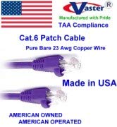 SuperEcable SKU-81975 - Made in USA – Lila – 145 FT - UTP Cat.6 Ethernet-Patch Kábel - Tiszta Réz 23 AWG - UL CMR
