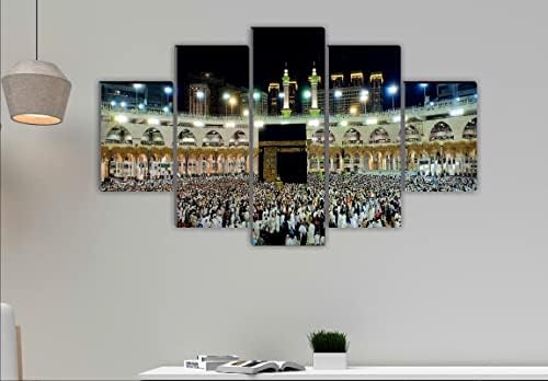 SAF Készlet 5 Iszlám Haz Makka madina Vallási modern művészet Haza dekoratív ajándék Nagy táblakép 18 Inch x 30 centis SANFPNLS32284