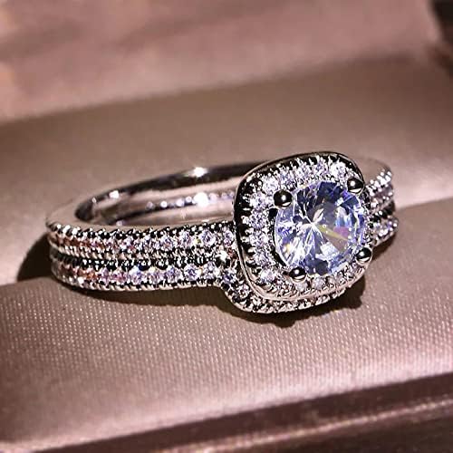 2023 Luxus Cirkon Strasszos Gyűrű Hölgy Elegáns Esküvői Ékszerek, Gyűrű, Ékszerek, Ajándék, Megfelelő Gyűrűk 3 (Ezüst, 9)