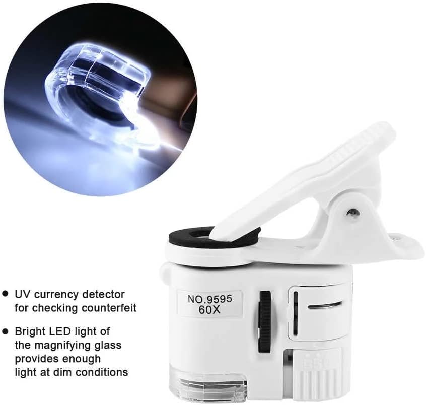 MJWDP Digitális Mikroszkóp 60X Nagyító LED-es UV Fény Mini Mobil Telefon Klip Mikroszkóp Binokuláris Microscopio