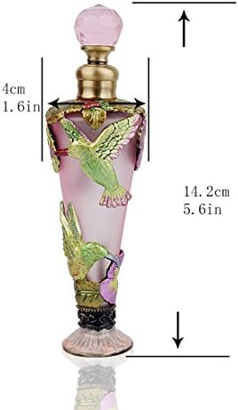 YU FENG Kolibri Virágos Parfüm Üveg Üres Vintage Divatos, Dekoratív Kristály Üveg Parfümös Üveg Újratölthető(Rózsaszín,35ML)