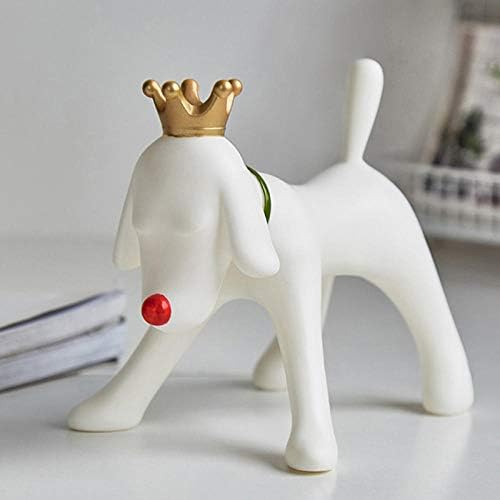 A szobrok a lakberendezés,Kreatív Pop Art Aranyos Fehér Korona Kutya Figura Szobrok Személyiség Egyedi Állatok Alakú Figura