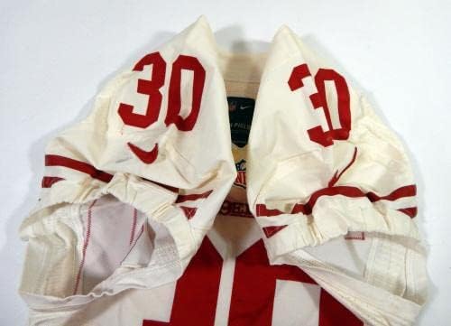 2012-es San Francisco 49ers Trenton Robinson 30 Játék Használt Fehér Jersey 40 DP42659 - Aláíratlan NFL Játék Használt Mezek