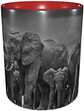 Afrikai Elefánt Bögrék 11 OZ Kerámia Bögre, Irodai, illetve Otthoni Víz, Tea, Bögre, Csésze, belül Piros