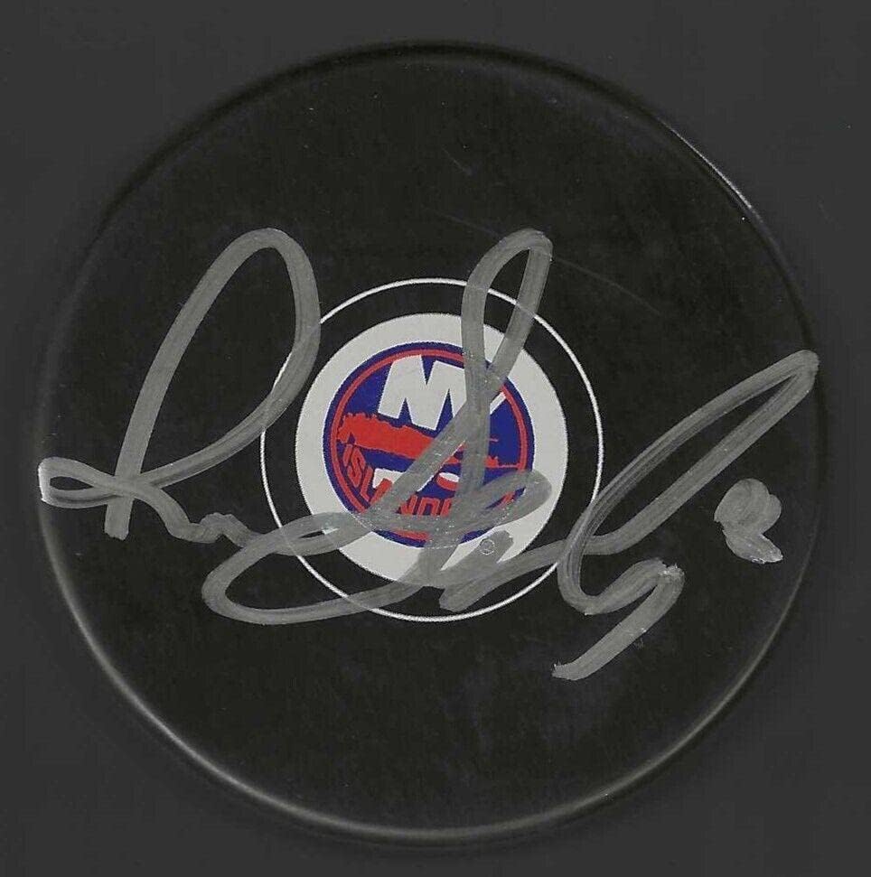 Robin Salo Aláírt New York Islanders Puck - Dedikált NHL Korong