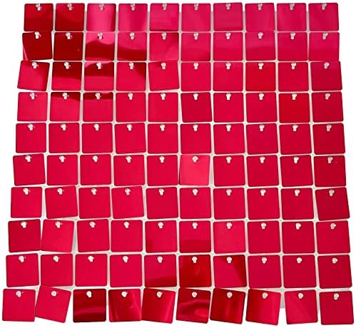 YAKOURLER 25 Panelek Pack Shimmer Fal Hátteret Tükör Piros Flitter Hátteret, Dekorációs Panelek,Fotó Hátterekkel, Születésnap