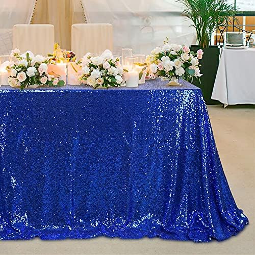 CMICHO Royal Kék Flitteres Terítő - Varrat nélküli, Csillogó asztalterítő Csillogó Téglalap alakú Terítő, 60 cm-es 85-Hüvelyk