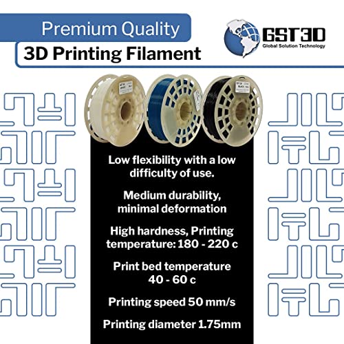 GST3D PLA 3D-s Nyomtató Szálban, méretpontosság +/- 0,03 mm, 1 kg Spool (2.2 kg), 1.75 mm, Narancs
