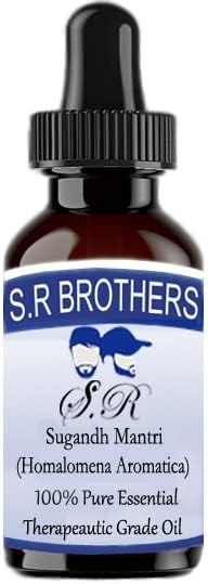 S. R Testvérek Sugandh Mantri (Homalomena Aromatica) Pure & Natural Therapeautic Minőségű illóolaj Cseppentő 15ml