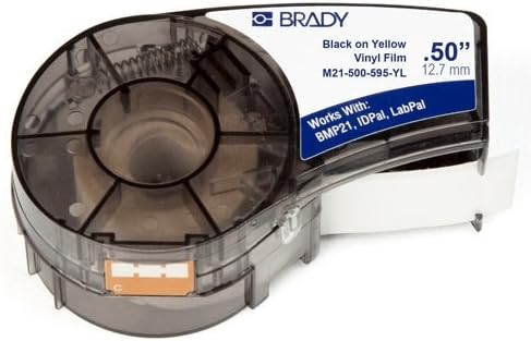 Brady M21-500-595-IL, 142799 0.5 x21' Sárga BMP21 Sorozat Beltéri/Kültéri Vinil Címke Csomag 8 Patronok