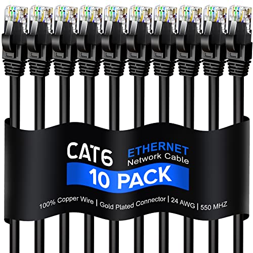 Maximm Cat 6 Ethernet-Kábel 6 Ft, - os Tisztaságú Réz, Cat6 Kábel (10 Pack) LAN-Kábel, Internet, Kábel Hálózati Kábel