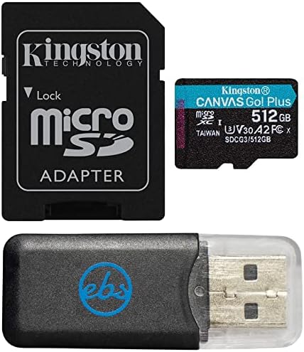 Kingston Vászon Go Plus Micro SD-Kártya 512 gb-os Drón Memória Kártya 2 Csomag Működik DJI Avata, Mini 3 Pro (SDCG3/512 gb-os)
