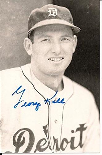 Dedikált GEORGE KELL BW Rowe képeslap - MLB Vágott Aláírás