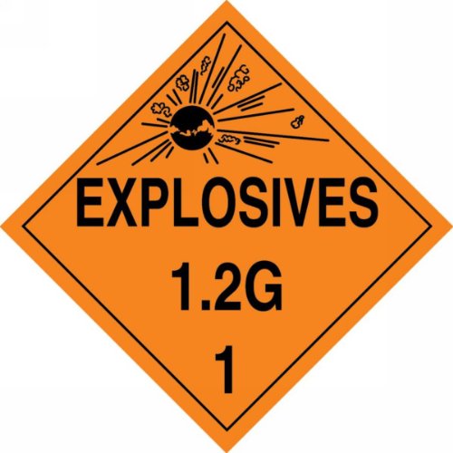 Accuform MPL115VP10 Műanyag Veszélyességi Osztály 1/Osztály 2G DOT Plakát,Robbanóanyagok 1.2 G 1 a Grafikus, 10-3/4 Széles